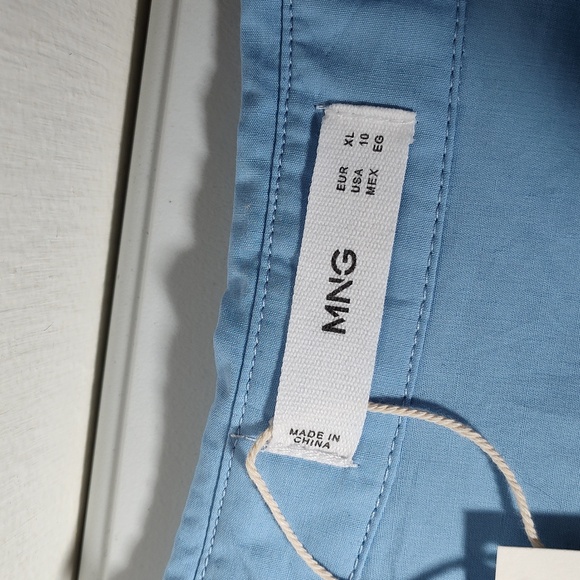 NWT Mango MNG blue cotton button up shirt dress 10 XL